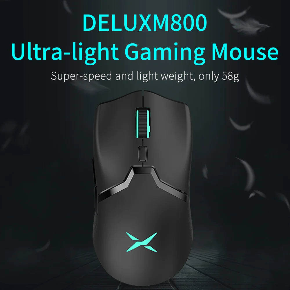 DELUXM800 Ultra-light Ergonomic Wireless Gaming Mouse